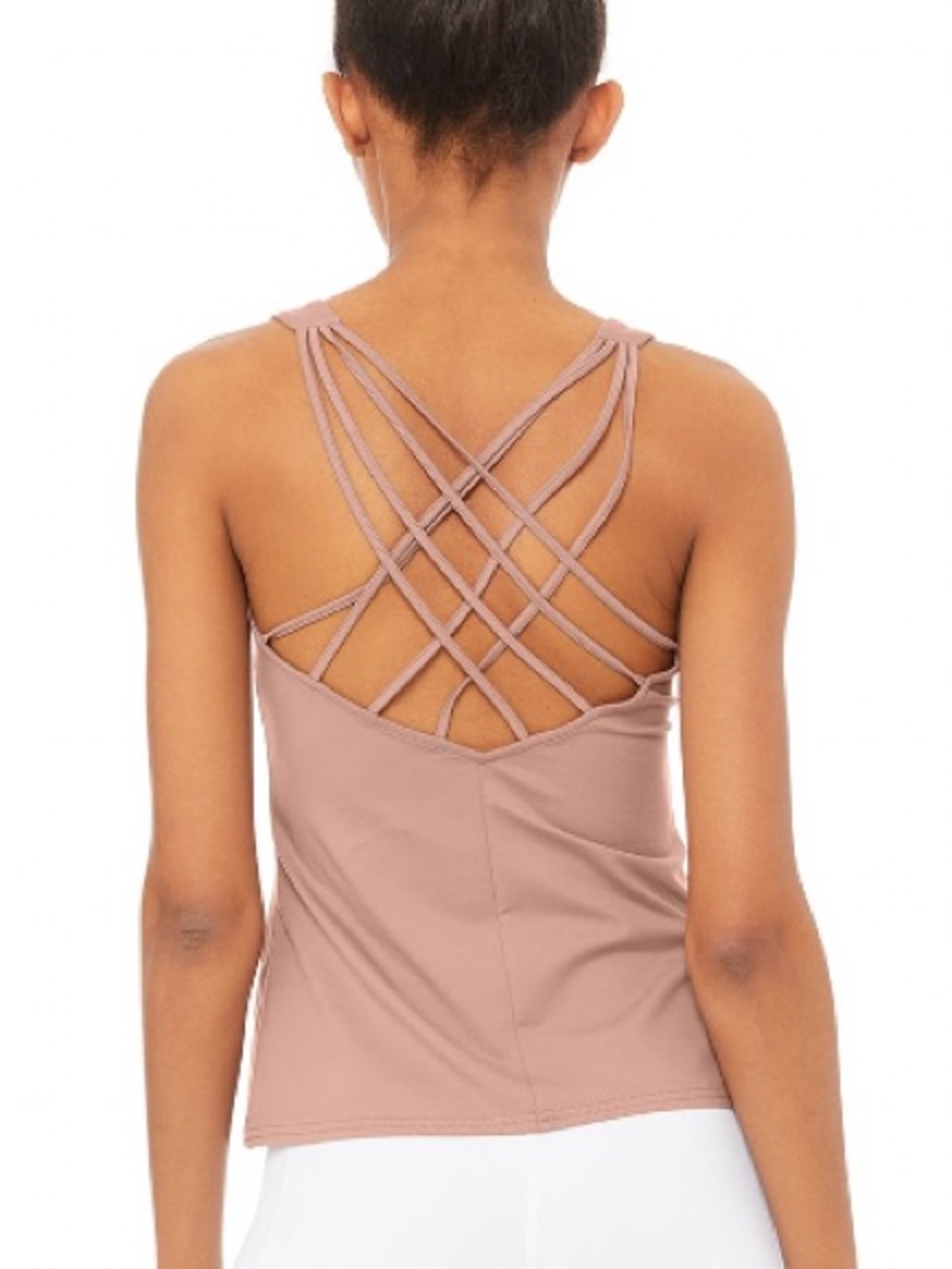 ALO Yoga Mauve Strappy Lattice-Back Tank